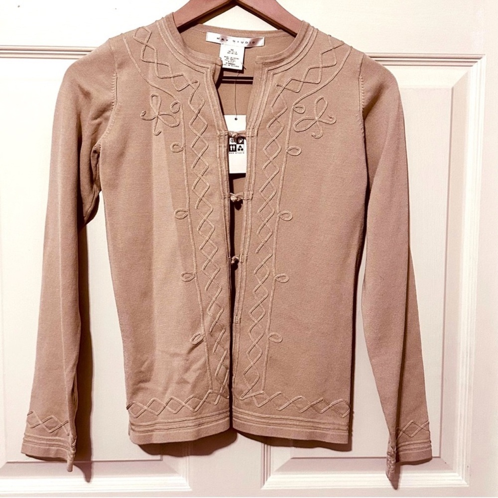 Max Studio | Cardigan | Embellished Beige Cardigan
